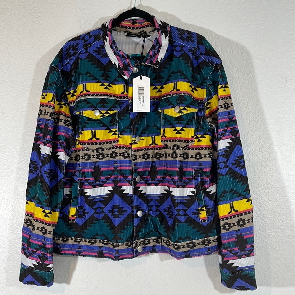 NEW Unisex WESC Cord Trucker Blanket AOP Long Sleeve Shirt Women’s L Men’s M